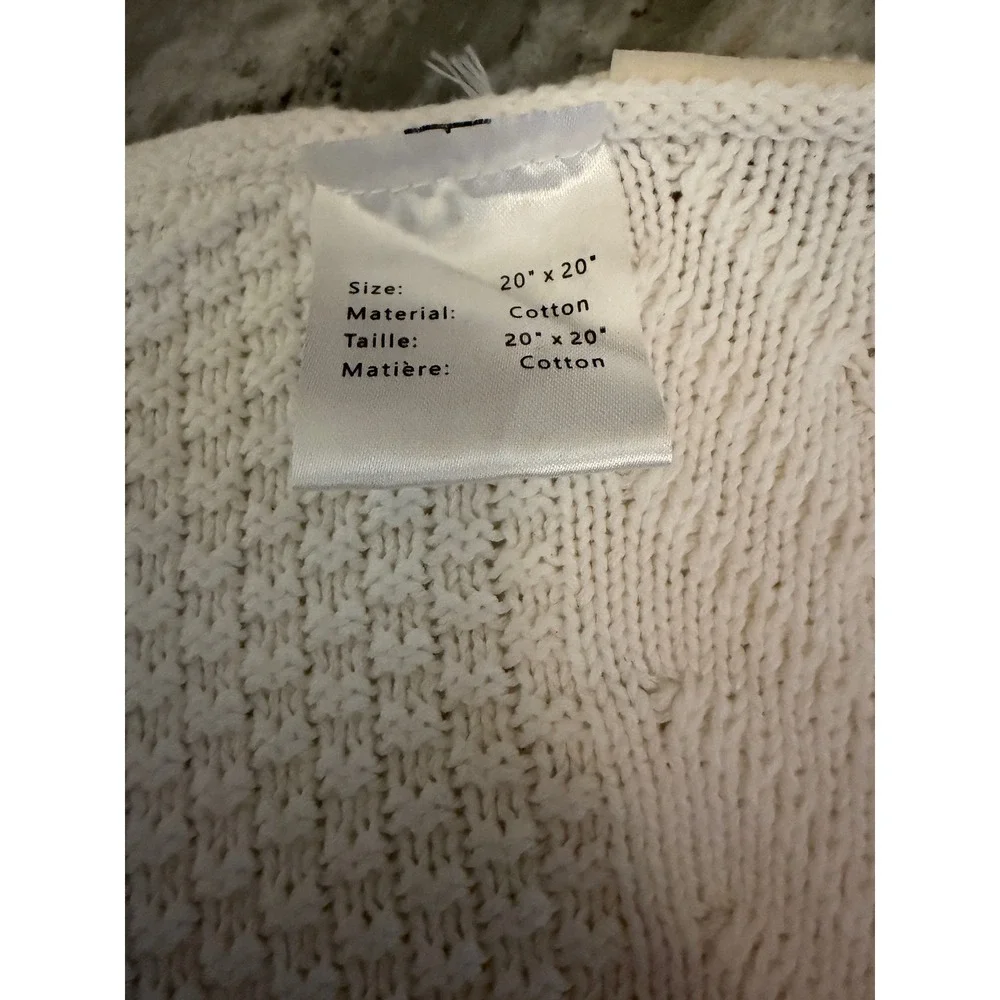 Libcmlian Cream White Cable Knit Cotton Throw Pillow Cover 20x20 Chevron Square